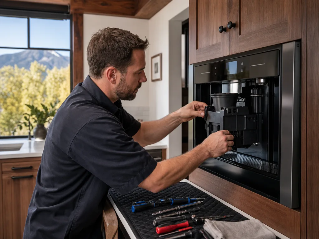 Coffee System opened for repair in a Denver kitchen