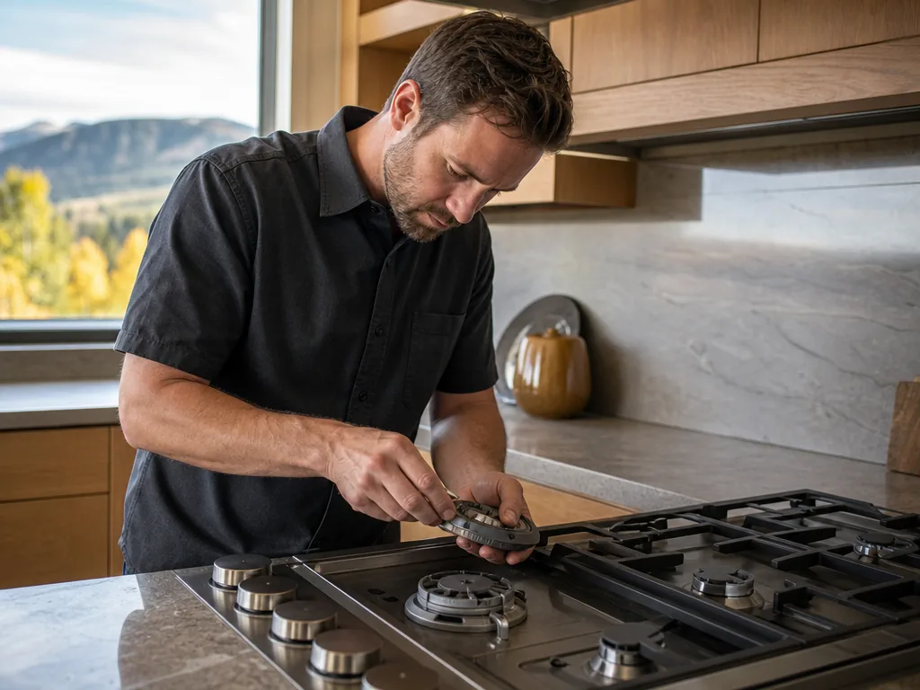 Gas burner service during an appliance repair visit in Denver, Colorado