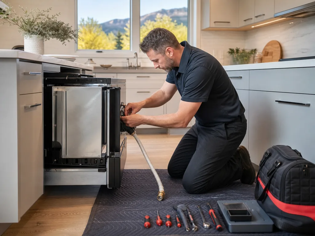 Ice Maker opened for repair in a Denver kitchen