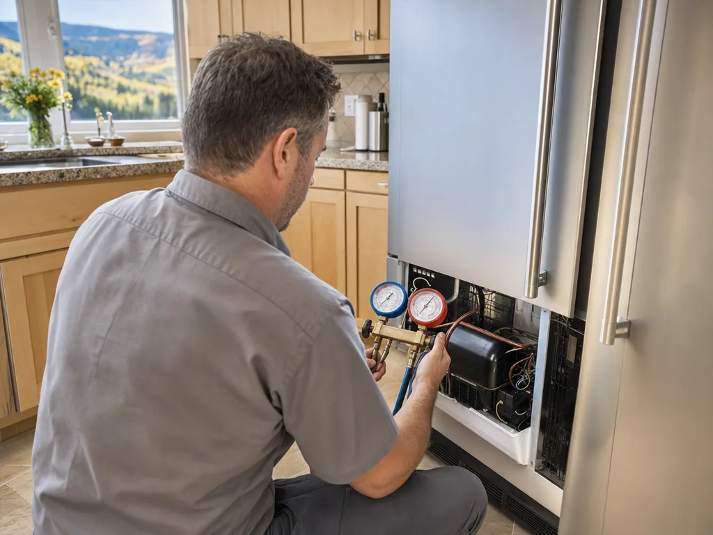 Technician servicing a LG appliance in a Denver home