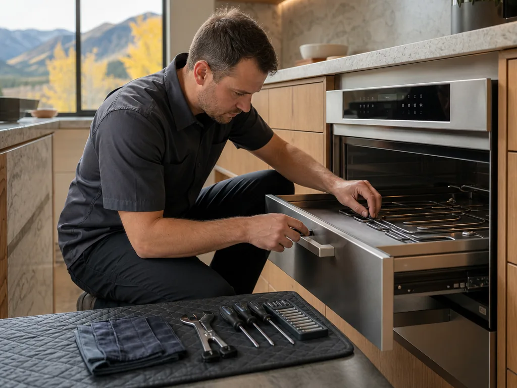 Warming Drawer opened for repair in a Denver kitchen